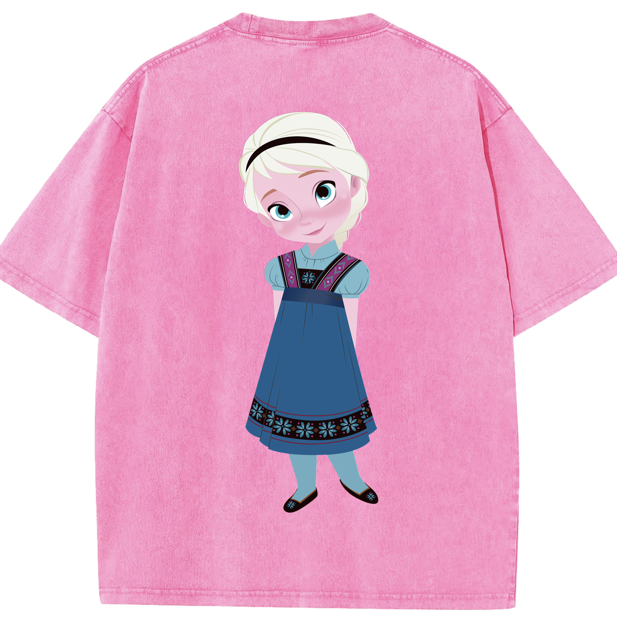 （画像用） アナと雪の女王 アンナ エルサ Frozen Anna Elsa 綿100% ヴィンテージ風 半袖Tシャツ（背面プリント）